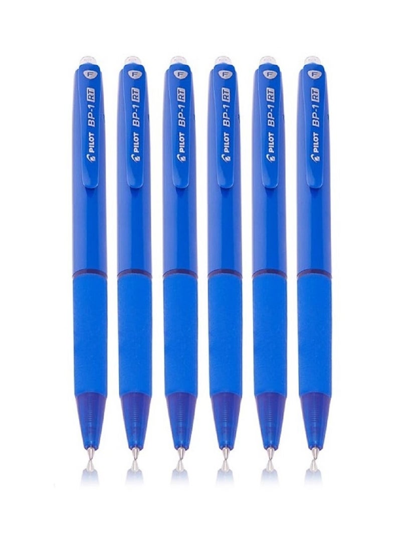 PILOT Pilot BP-1 RT 0.7mm Fine Tip Ball Pen with Soft Rubber Grip / Blue Ink, Pack of 6  - Image 1