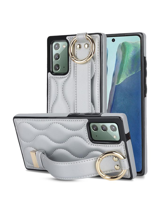 اس-توب جراب لهاتف Samsung Galaxy Note20، جراب هاتف PU غير قابل للانزلاق مع حلقة تغطية كاملة وسوار معصم - Image 1