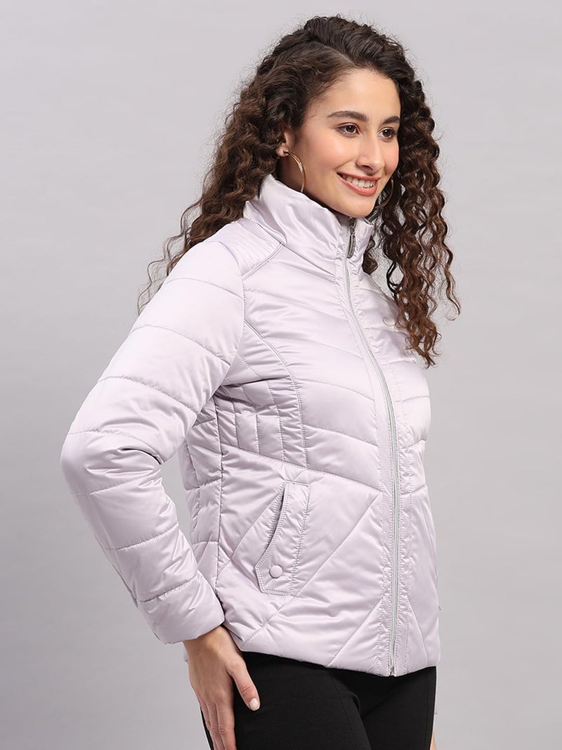Monte Carlo Womens Regular Fit Solid Zipper Full Sleeve Winter Jacket | Women Winter Jacket | Stylish Zipper Jacket | Casual Winter Wear For Women's Lavender S (Pack Of 1) - Image 4