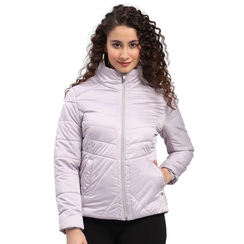 Monte Carlo Womens Regular Fit Solid Zipper Full Sleeve Winter Jacket | Women Winter Jacket | Stylish Zipper Jacket | Casual Winter Wear For Women's Lavender S (Pack Of 1) - Image 2