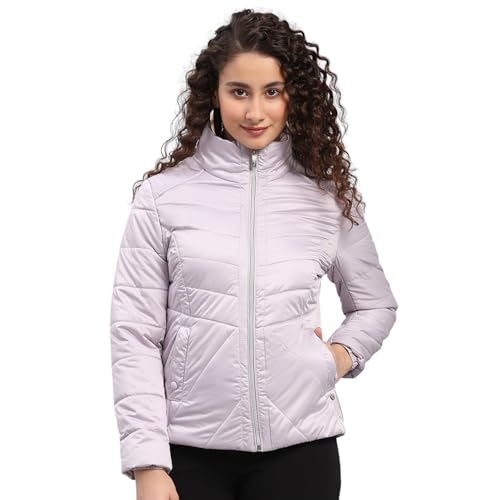 Monte Carlo Womens Regular Fit Solid Zipper Full Sleeve Winter Jacket | Women Winter Jacket | Stylish Zipper Jacket | Casual Winter Wear For Women's Lavender S (Pack Of 1) - Image 1