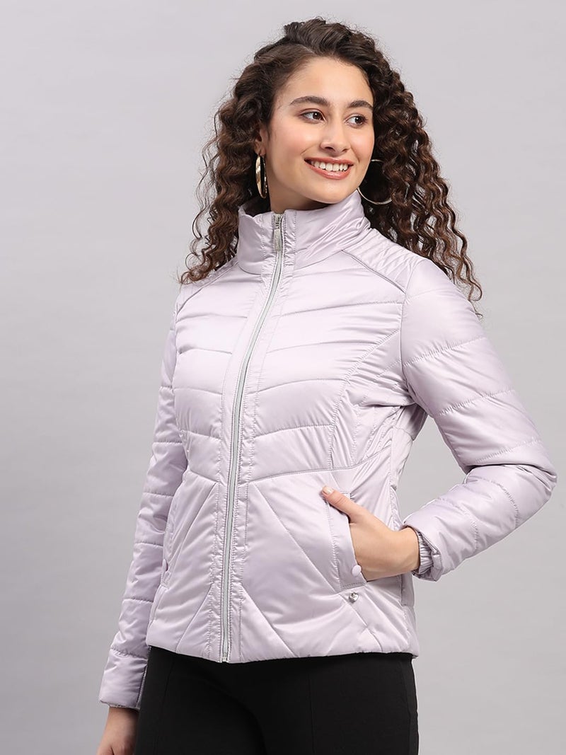 Monte Carlo Womens Regular Fit Solid Zipper Full Sleeve Winter Jacket | Women Winter Jacket | Stylish Zipper Jacket | Casual Winter Wear For Women's Lavender S (Pack Of 1) - Image 3
