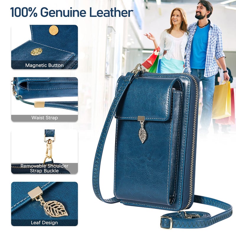 HUANLANG Small Crossbody Phone Bags for Women Leather Cell Phone Purse Wallet RFID Blocking Ladies Shoulder Bag Credit Card Slots Lightweight Crossbody Bag - Image 4