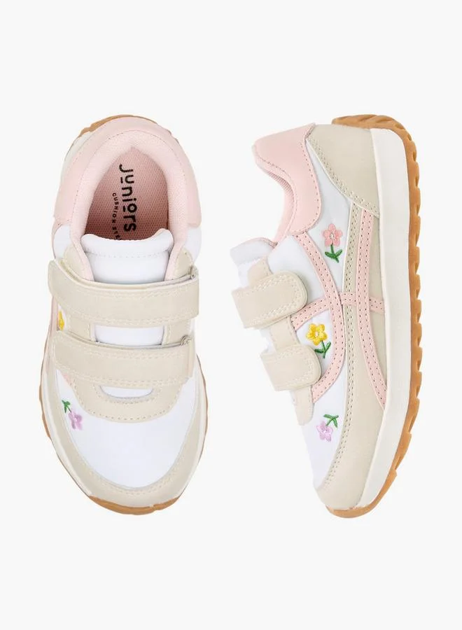 JUNIORS Girls Floral Embroidered Sneakers