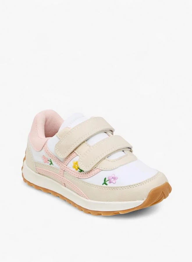 JUNIORS Girls Floral Embroidered Sneakers