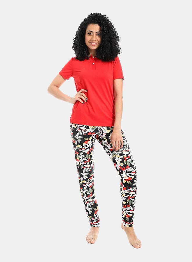 kady Self Pattern Short Sleeves Pajama Set - Image 1