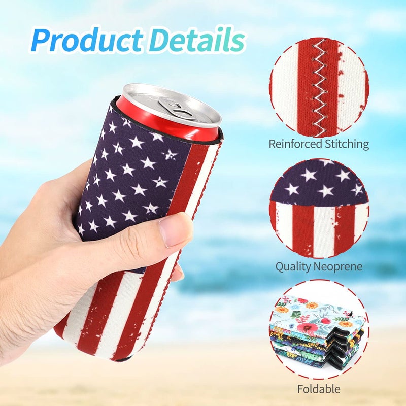 AJLTPA Neoprene Slim Beer Can Cooler Tall Stubby Holder Foldable Stubby Holders Beer Cooler Bags Fits 12oz Slim Energy Drink & Beer (Leopard(2Pack)) - Image 3