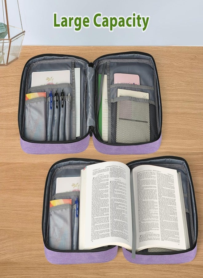GERMUN Bible Cover with Durable Handle, Carrying Book Case Church Bag Bible, Protective with Zippered Pocket, Bible Study Accessories Supplies, Book Protector for Book Lovers, BlueBlack - Image 3