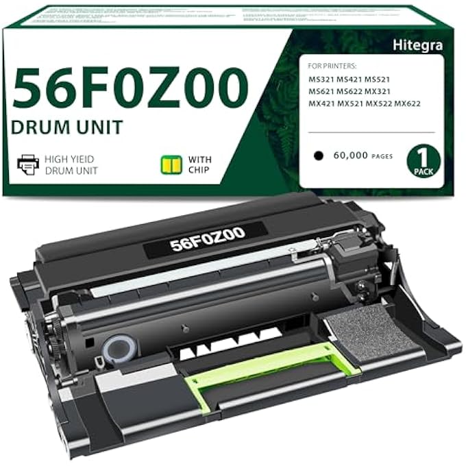 وحدة طبل بديلة 56F0Z00 لوحدة تصوير ليكسمارك 56F0Z00 متوافقة مع طابعات MS321 MS421 MS521 MS621 MS622 MX321 MX421 MX521 MX522 MX622، عبوة واحدة (بدون حبر) - Image 1