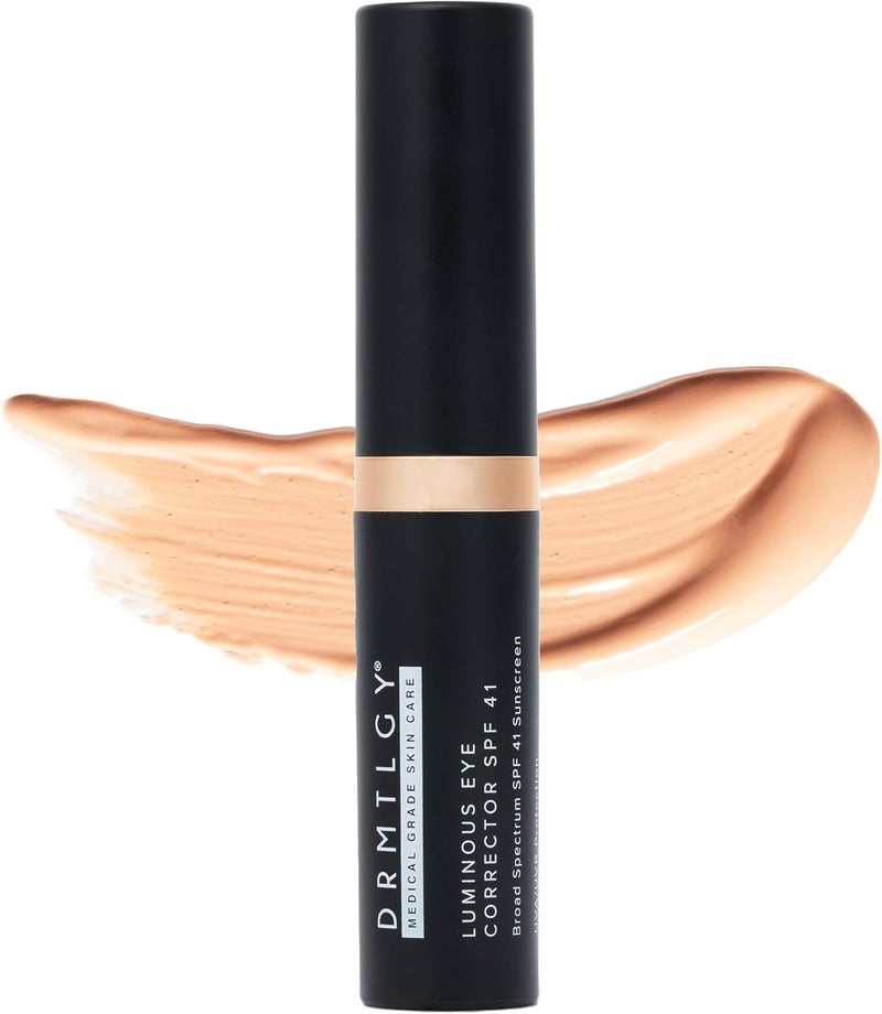 DRMTLGY Luminous Eye Corrector SPF 41 Under Eye Color Corrector for Dark Circles AntiAging Tinted Eye Cream Hydrating Eye Serum with Peach Undertone FSAHSA Eligible Medium
