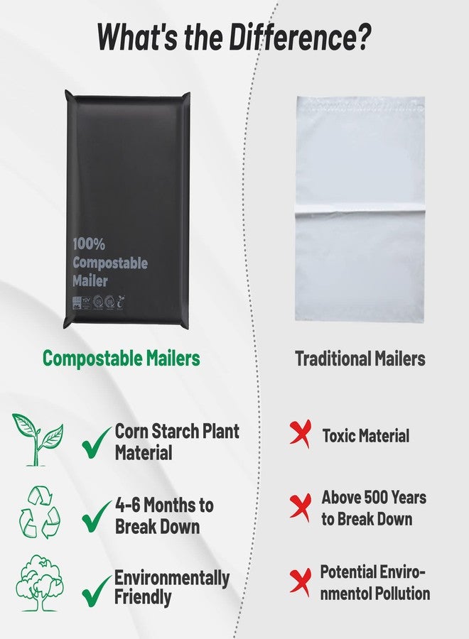 Eargardin Compostable 10x15 inch Shipping Bags with Self Seal Waterproof Shipping Mailers with Eco Friendly Packaging Envelopes Supplies Mailing Bags BPI Certified Black, 50 Counts - Image 2