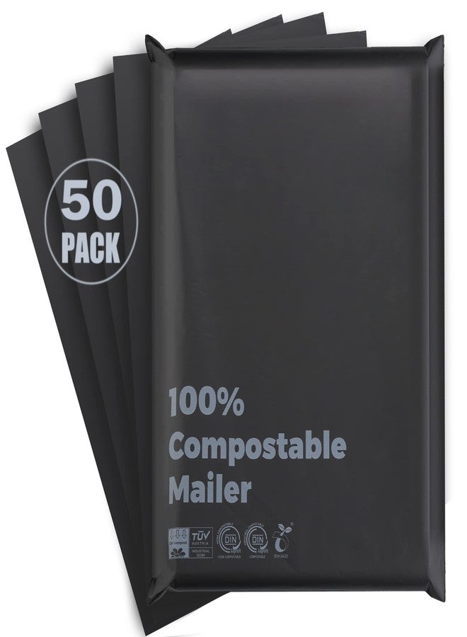 Eargardin Compostable 10x15 inch Shipping Bags with Self Seal Waterproof Shipping Mailers with Eco Friendly Packaging Envelopes Supplies Mailing Bags BPI Certified Black, 50 Counts - Image 1