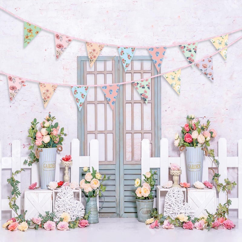UNIIDECO 2PCS Floral Paper Garland, 13ft Vintage Wildflower Bunting Triangle Banner for Tea Party Birthday Baby Shower Wedding Garden Party Mother's Day - Image 3
