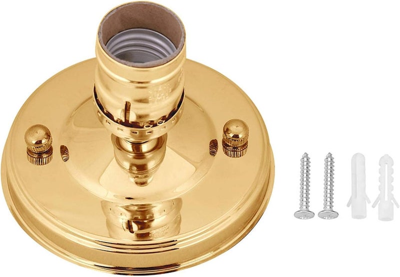 OUKENS Vintage Industrial Lamp Holder, E26/E27 Bulb Socket Base - Electroplated Iron Ceiling or Wall Light Holder for Edison Bulbs, Retro DIY Lighting Fixture (Gold) - Image 1