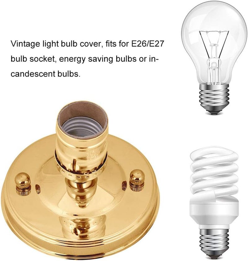 OUKENS Vintage Industrial Lamp Holder, E26/E27 Bulb Socket Base - Electroplated Iron Ceiling or Wall Light Holder for Edison Bulbs, Retro DIY Lighting Fixture (Gold) - Image 5