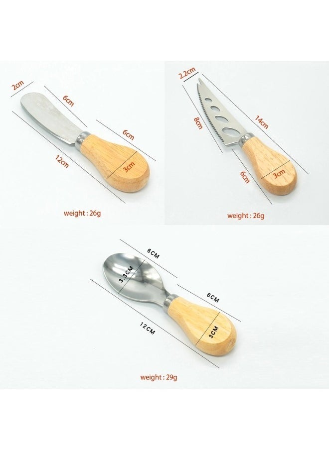 Generic Set of 5 Cheese and Butter Knives with Wooden Handles  - Image 3