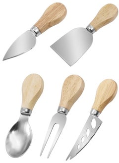 Set of 5 Cheese and Butter Knives with Wooden Handles