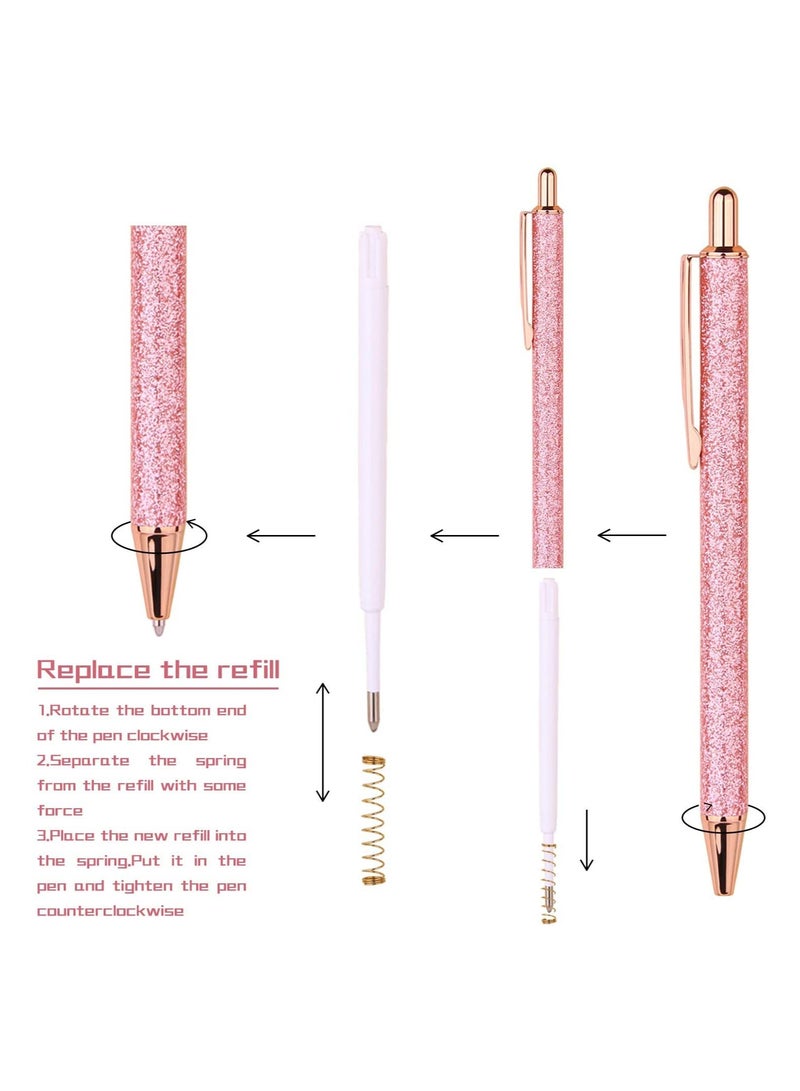4-Pack Retractable Ballpoint Pens with Black Ink, Medium 1.0mm Tip - Stylish Gift for Journaling, School, and Office Use (Pink, Gold, Silver) for Students, Teachers, and Staff. - Image 3