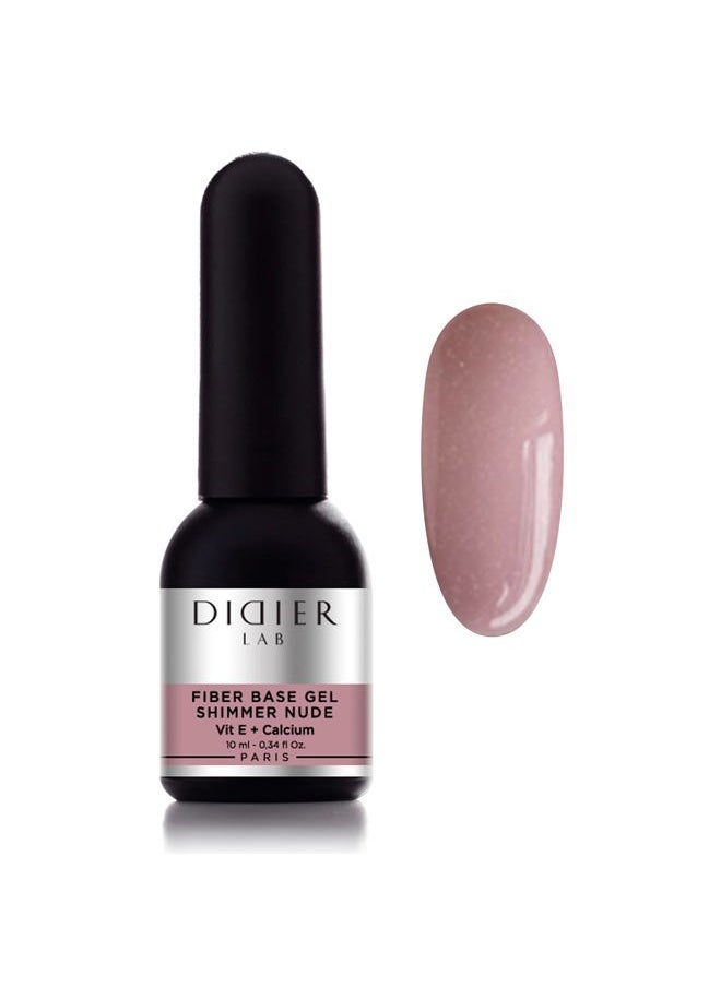 DIDIER LAB Premium Fiber Base Gel Polish Shimmer Nude - LED UV Gel Base Coat - Long Lasting Soak Off Gel Nail Base Coat with Vitamins and Minerals - Strengthens Thin Damaged Nails - 0.34 fl oz  - Image 1
