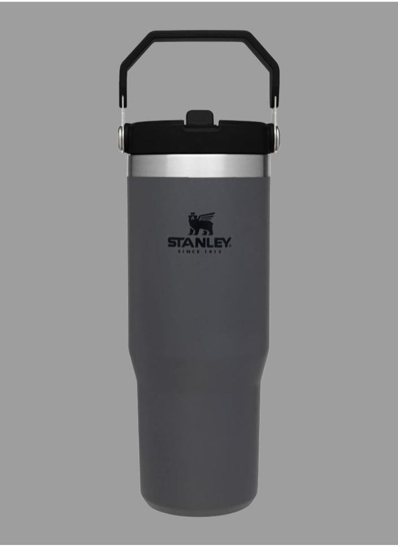 Stanley - IceFlow Stainless Steel Tumbler with Straw - Vacuum Insulated Water Bottle for Home, Office or Car - Reusable Cup with Leak-Resistant Flip Straw, Keeps Drinks Cold for 12 Hours or Iced for 2 Days, 30 oz Charcoal - Image 1