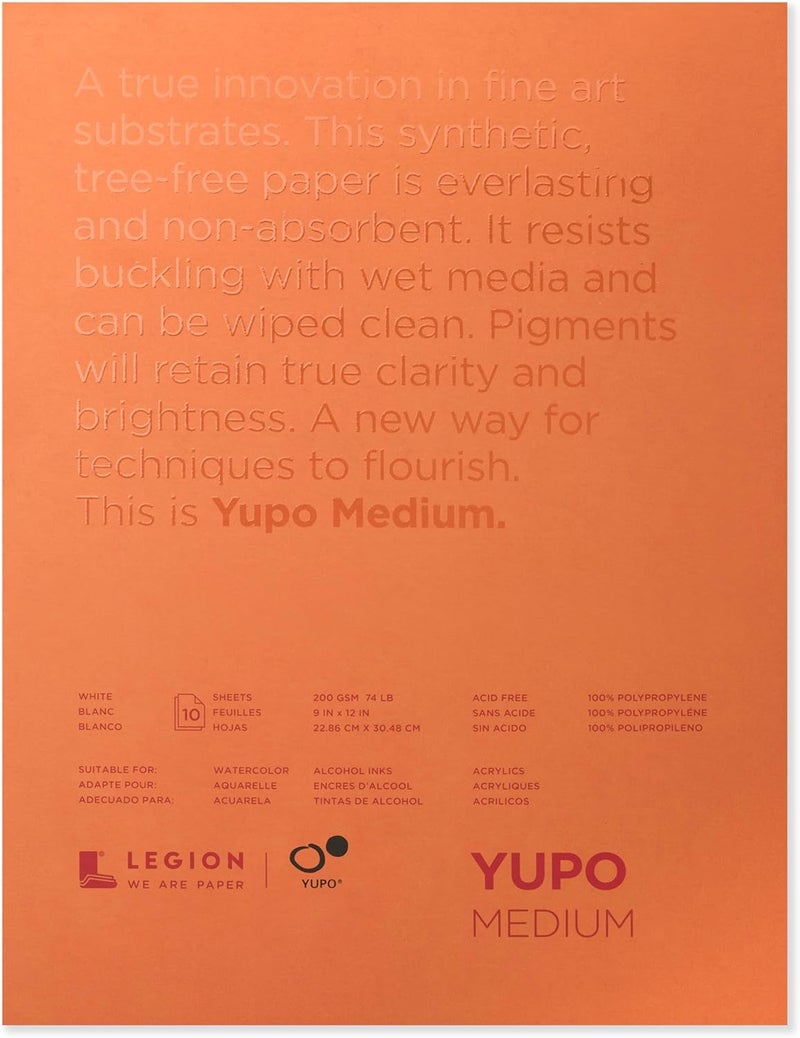 Legion Paper Yupo Medium Watercolor Pad - 10 Sheets, 9in x 12in, 200 GSM - Image 1