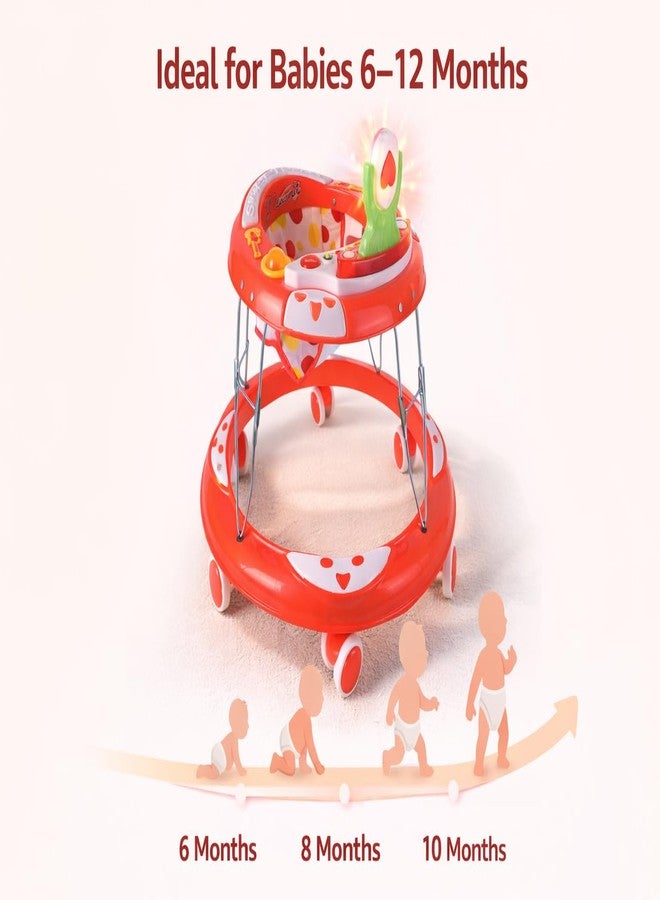 Maanit Walker with Foldable, Cushion Seat | Activity Walker for Baby with Musical Toy Bar | Walker Babyboys Girls (Red) - Image 5
