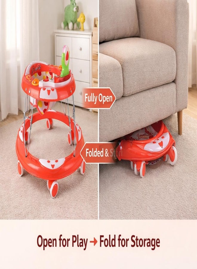 Maanit Walker with Foldable, Cushion Seat | Activity Walker for Baby with Musical Toy Bar | Walker Babyboys Girls (Red) - Image 3