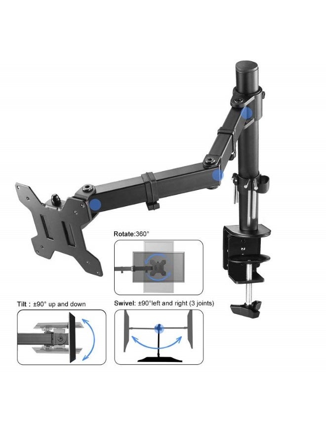 M.A&F's Single Monitor Arm – Gas Spring Articulating for 13–27″ Screens, 8 kg Capacity, Tilt/Swivel/Rotate, Clamp & Grommet Base LDT07-C011 - Image 3