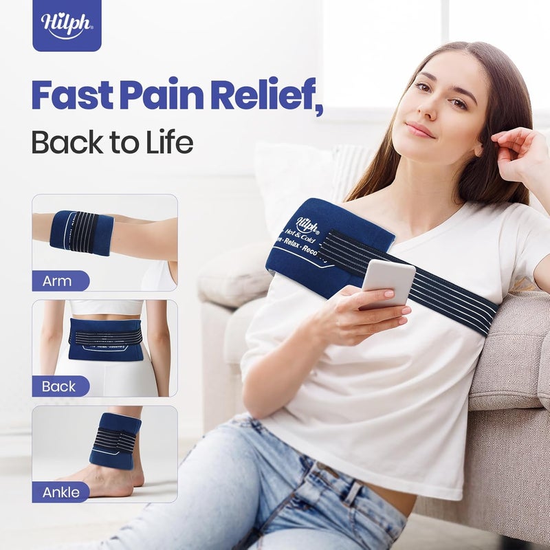 Hilph Ice Packs for Injuries Reusable(1 Gel Pack 1 Wrap), Flexible Hot Cold Compress Wrap Around Gel Ice Pack for Knees, Back, Ankle, Arms and Legs Injuies, Swelling, Pain Relief Faster Recovery - Image 4