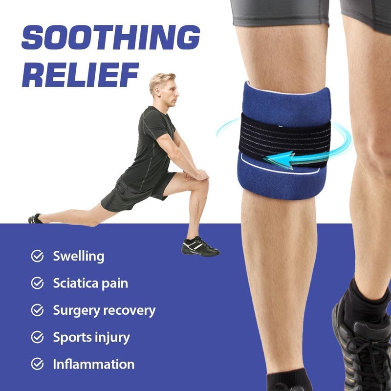 Hilph Ice Packs for Injuries Reusable(1 Gel Pack 1 Wrap), Flexible Hot Cold Compress Wrap Around Gel Ice Pack for Knees, Back, Ankle, Arms and Legs Injuies, Swelling, Pain Relief Faster Recovery - Image 2
