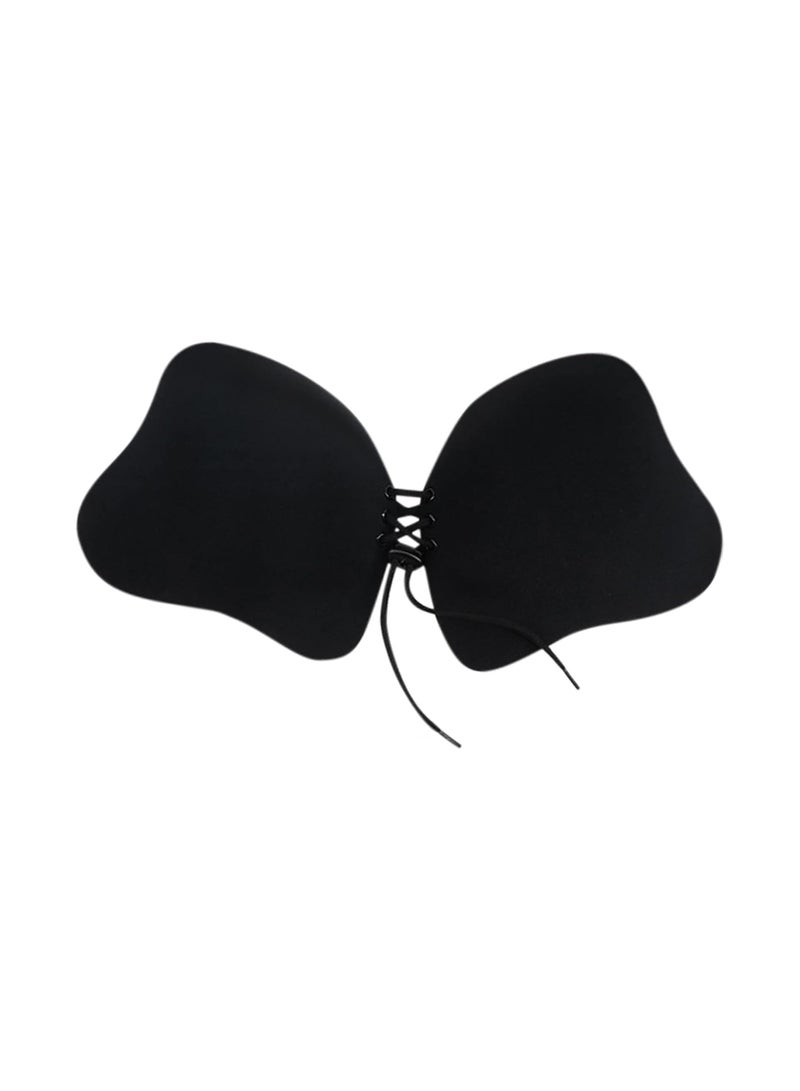 KASTWAVE Women's Adhesive Push up Bra, Backless Strapless Bra Invisible Magic Bra with Nipple Covers, Reusable Backless Bras for Women, Black - L Size - Image 3