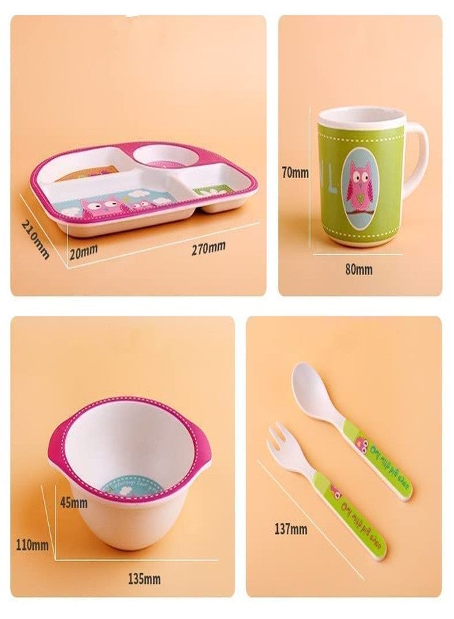 TORIOX طقم أدوات مائدة للأطفال من الخيزران من توريوكس، صديق للبيئة، مصنوع من ألياف الخيزران، طقم عشاء للأطفال، طقم عشاء للأطفال، طقم هدايا لأدوات مائدة الأطفال من ألياف الخيزران - 5 قطع/طقم (متعدد الألوان) (مربع) - Image 3