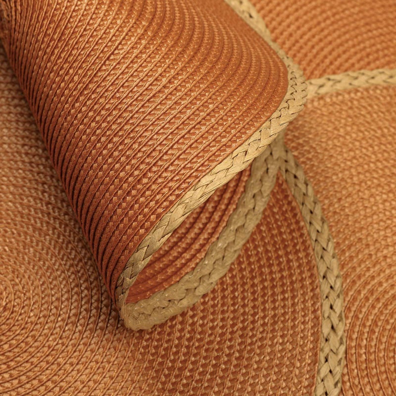 Noctiflorous Round Braided Placemats Set of 6 Table Mats 15 Inches Washable Heat Resistant for Dining Table Non-Slip Indoor Outdoor Place Mats for Thanksgiving Christmas Easter(Orange Thin Edge 6) - Image 3