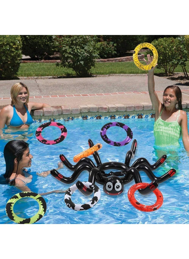 Loquat 1 x 5 pcs  Inflatable Bat Hat Spider Witch Toss Game Spider +8 printing rings