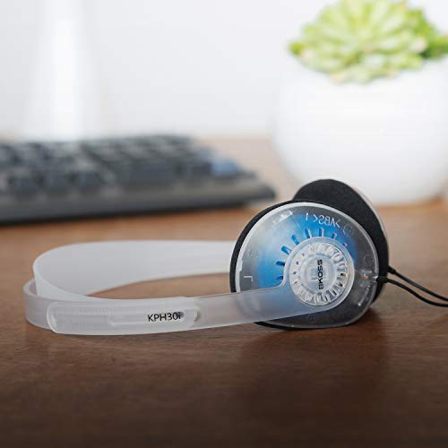 KOSS سماعات كوس KPH30iCL فوق الأذن، ميكروفون مدمج ووحدة تحكم باللمس، تصميم D-Profile، سلكية مع قابس 3.5 مم (شفافة) - Image 2