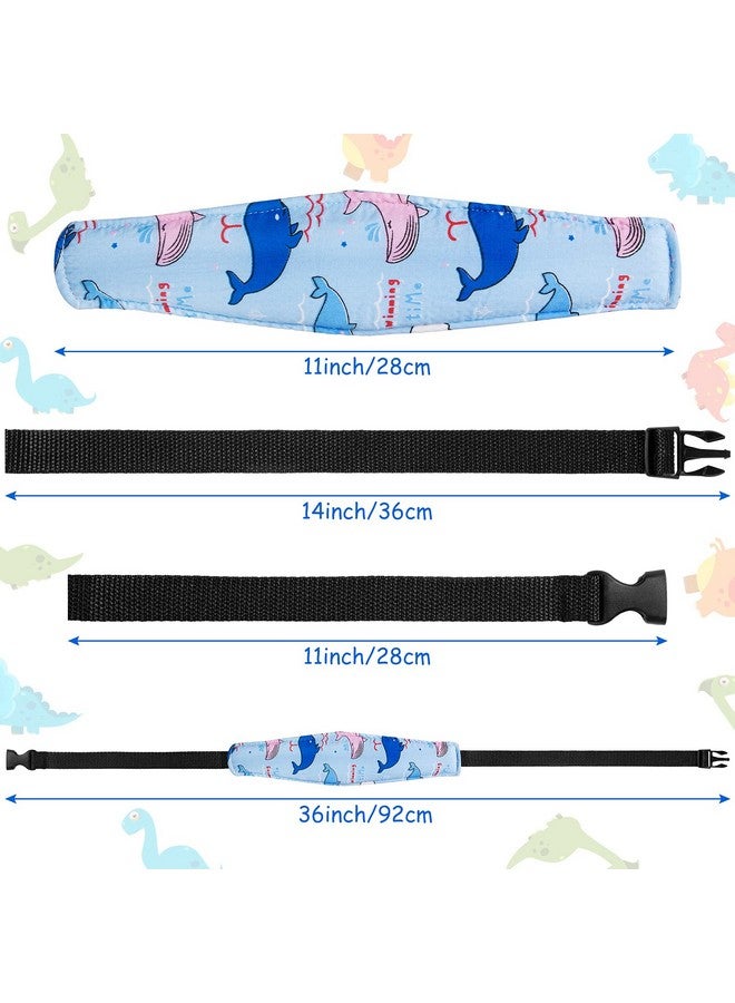 HESTYA 2 Pieces Baby Carseat Head Support Band Strap Headrest Stroller Seat Sleeping Headrest Neck Relief Head Strap Headband for Kids Children Toddler Infant(Dinosaur and Dolphin) - Image 2