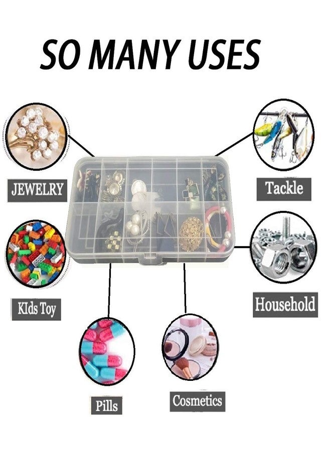 c s m C.S.M CSM® Pack of 2 Big Jewelry Case Organizers Multipurpose Plastic Storage Box with dividers 12 Grids, Transparent (Pack of 2 Boxes) - Image 5