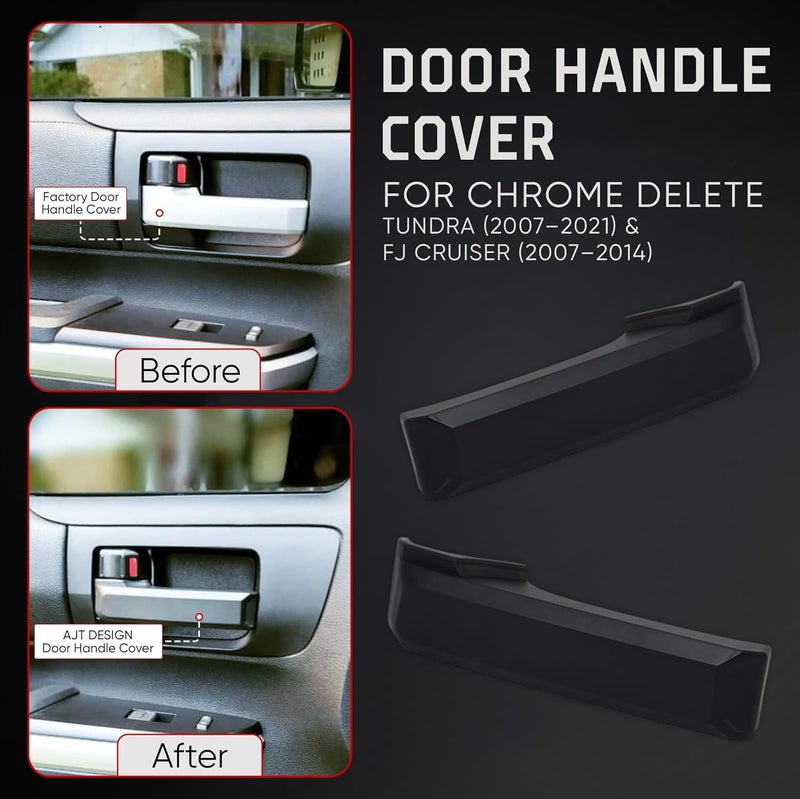 AJT DESIGN Door Handle Covers for Toyota Tundra (2007-2021) & FJ Cruiser (2007-2014) - Black ABS Plastic - Image 3