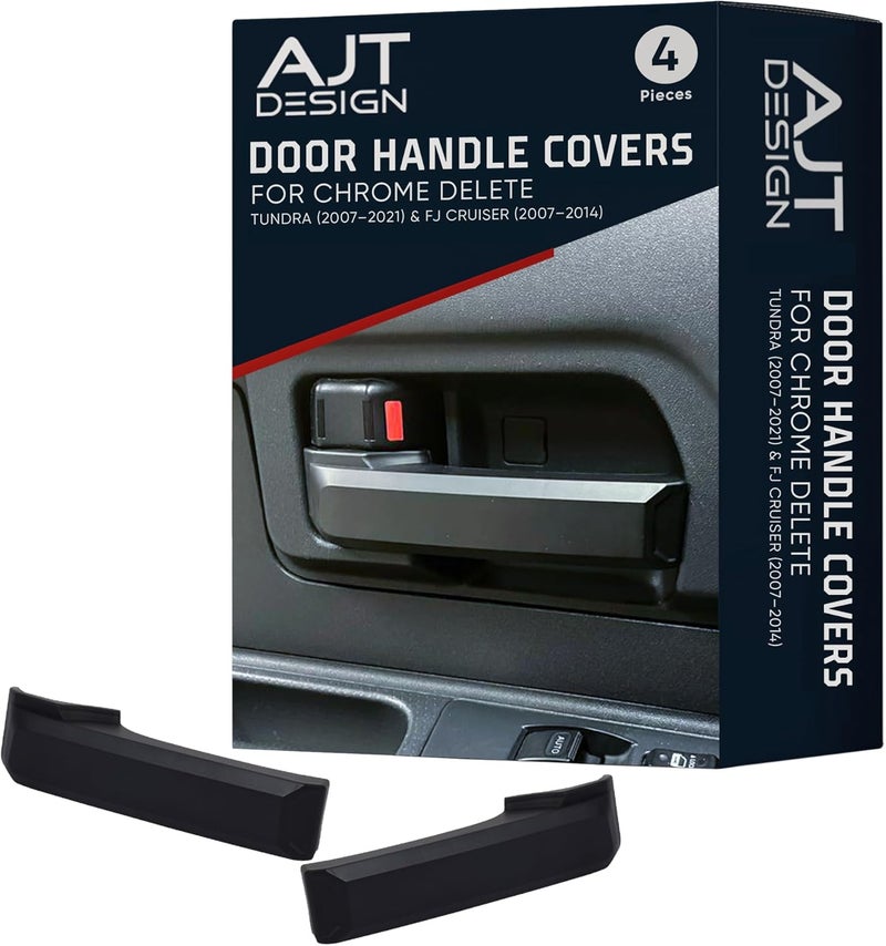 AJT DESIGN Door Handle Covers for Toyota Tundra (2007-2021) & FJ Cruiser (2007-2014) - Black ABS Plastic - Image 1