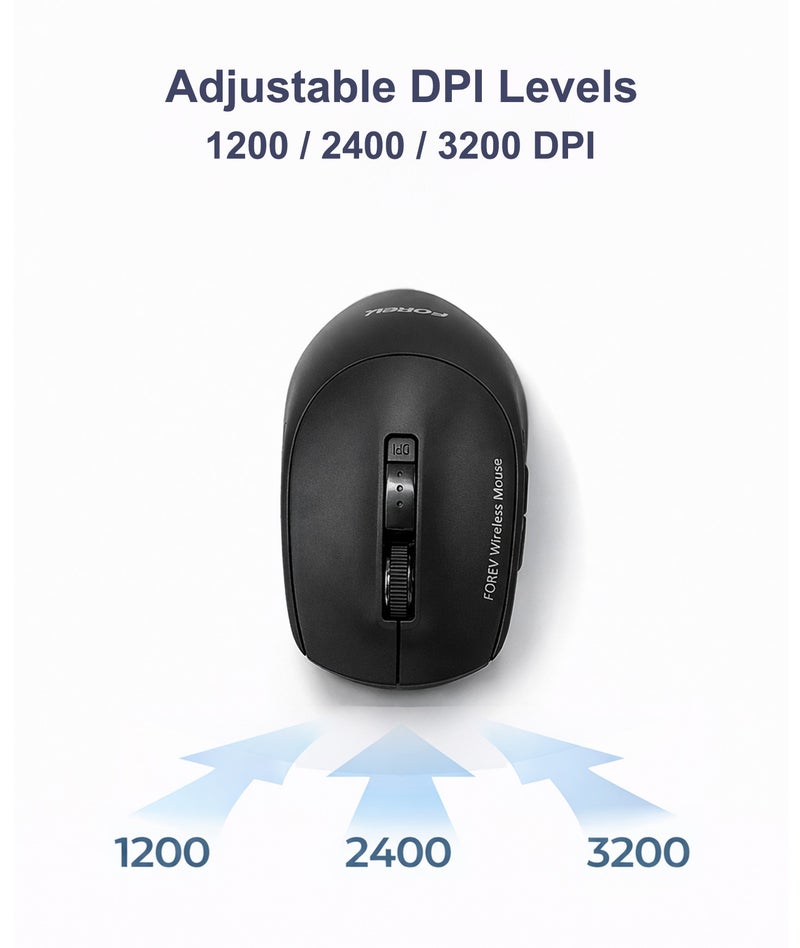 FOREV Wireless Mouse with Dual Mode BT/2.4G, 3-Level DPI Adjustments, 7-Button Rechargeable Gaming Mouse, Lightweight Ergonomic Mouse for Mac Mini PC Gaming Laptop Computer MacBook - (Black) - Image 3