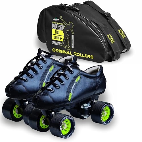 jaspo Unisex Sprint Pro 10 Quad Shoes Fixed Body Outdoor Wheel Roller Skates Approximate For Beginners&Intermediates For Practice&Training Purpose For(All Age Group)(6 Uk(Foot Length 26 Cms),Green) - Image 1