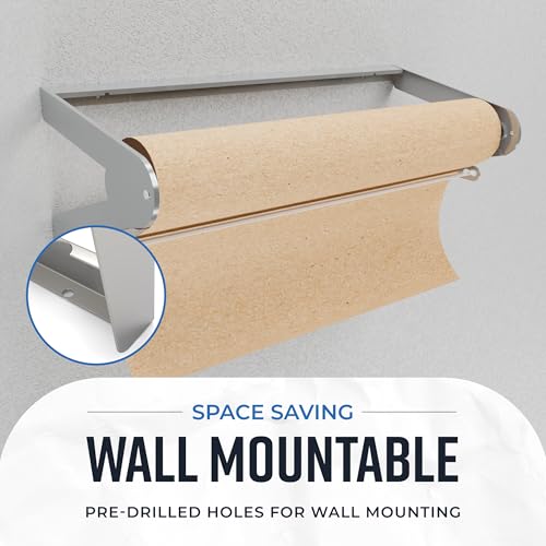 Bryco Goods 24 Inch Paper Roll Dispenser and Cutter, Wall Mountable & Non-Slip Tabletop, Heavy-Duty Steel Frame – Kraft, Butcher, Freezer, Wrapping Paper Holder – for Home, Office, Craft Projects - Image 5