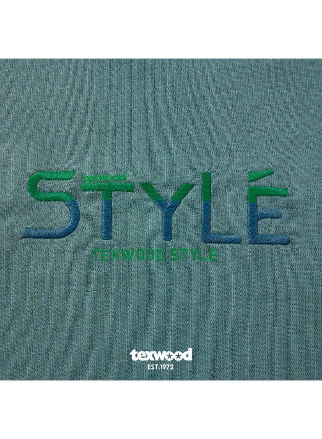 Texwood Apple Men's Sweatshirt, New Round Neck Jacket, Casual Solid Color Long-sleeve Cotton T-shirt For Young Men, Gray-blue, Size 48 - Image 3