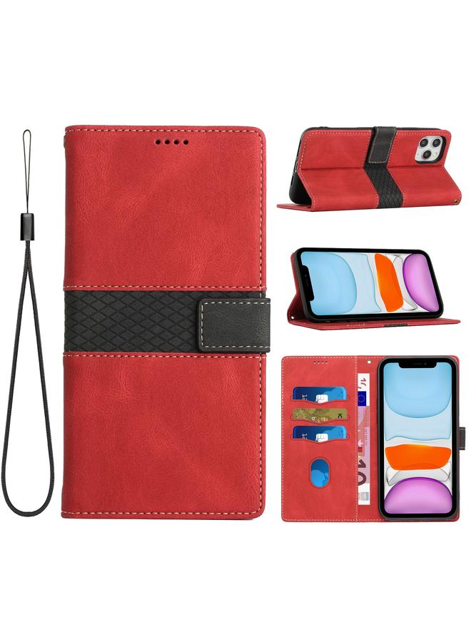 اس-توب جراب هاتف iPhone 11 Pro مصنوع من الجلد بخياطة شبكية مع حبل - Image 1