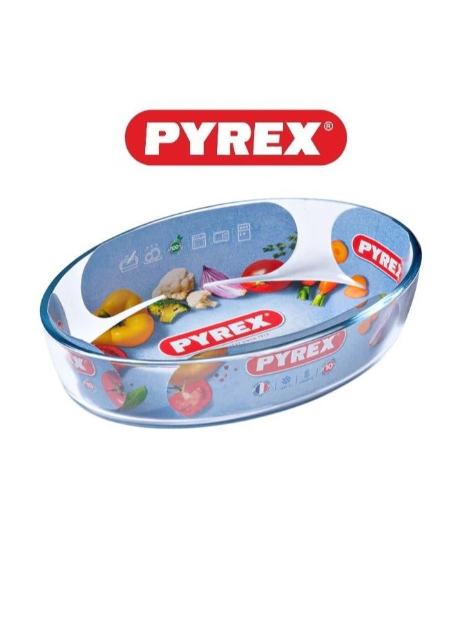 Pyrex Essentials Multipurpose Oval Roaster 4L, 39x27cm – Durable & Versatile Cooking Solution Clear - Image 1