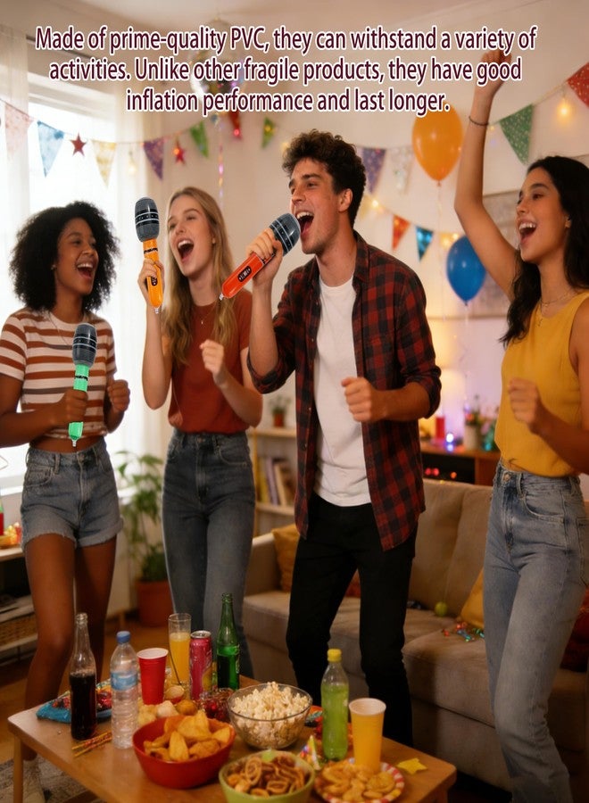 Costyleen 12Pcs Inflatable Microphone Party Favors - 6 Colors Aluminum Film, 9.8 Inch Bulk Fake Mic Props Karaoke Concert DJ Photo Booth Decoration Musical Supplies - Image 3