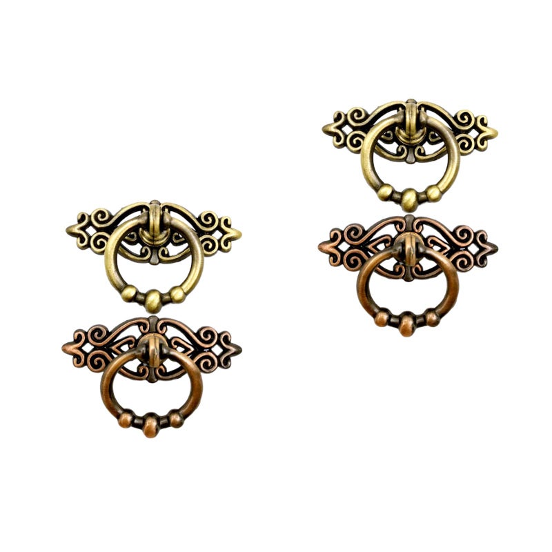4 Pcs Alloy Vintage Drawer Handle Furniture Handle Drawer Pull Handles Knobs Grip Accessory for Cabinet Wardrobe (Green Bronze Bronze) - Image 1