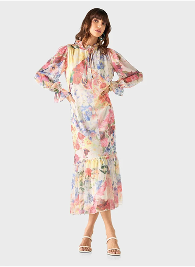 2Xtremz Printed Tie-Up Belted Dress