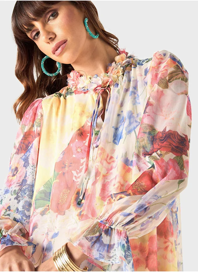 2Xtremz Printed Tie-Up Belted Dress