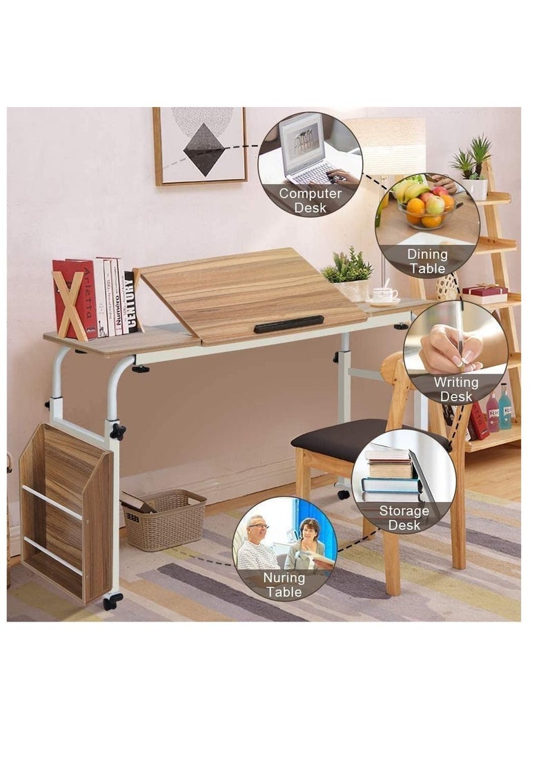 Generic - Bedside Table Mobile End Table Snack Side Table, Overbed Table Laptop Table Over Bed Table with Wheels, Adjustable Height and Length Computer Laptop Table for Hospital Home Office (209#2-Black) - Image 1